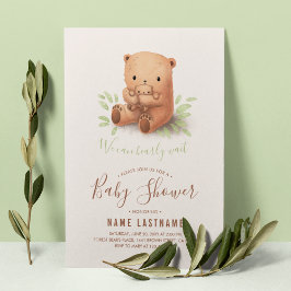 Nalle Vi kan bota Neutralten Baby Shower Inbjudningar