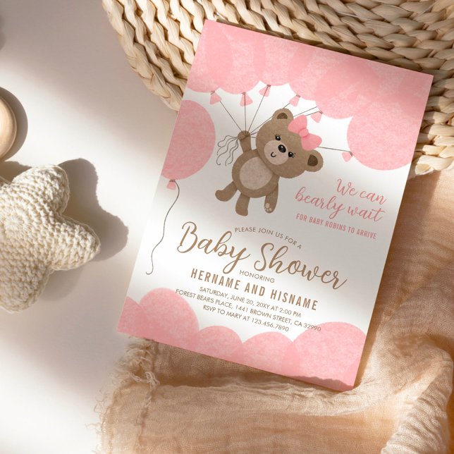Nalle Vi kan tidigt vänta på babyskor Inbjudningar (Skapare uppladdad)