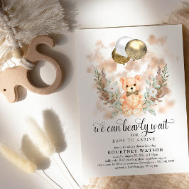 Nalle vi kan vänta på Neutralt Baby Shower Inbjudningar