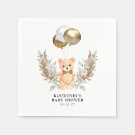 Nalle vi kan vänta på Neutralt Baby Shower Pappersservett