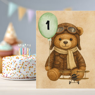 Nalle Vintage Flygplan Cute Whimsical Anpassningsb Vykort