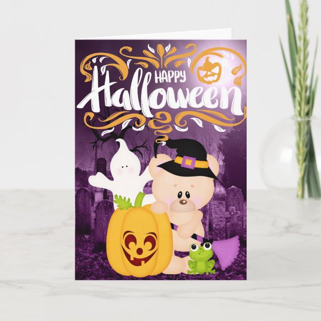 Nalle Warlock - Happy halloween Kort (Framsida)