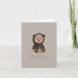 Nalle Watercolor Black Brown Neutralt Tack Kort