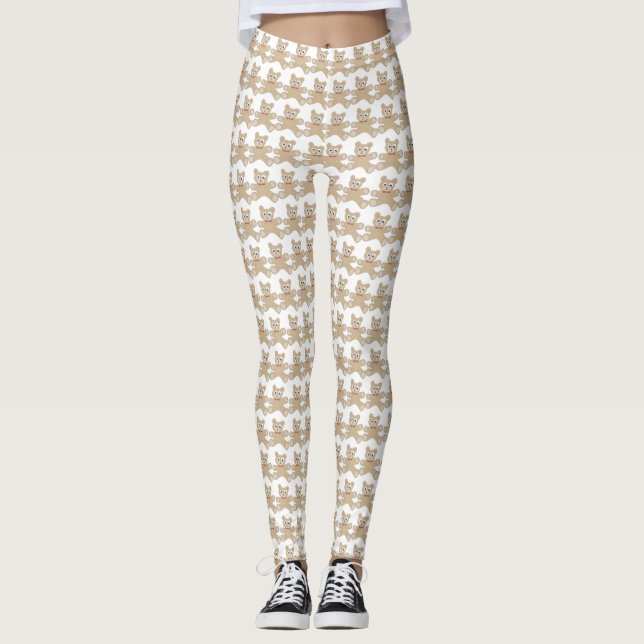 Nalle White Roligt Mönster Leggings (Framsida)