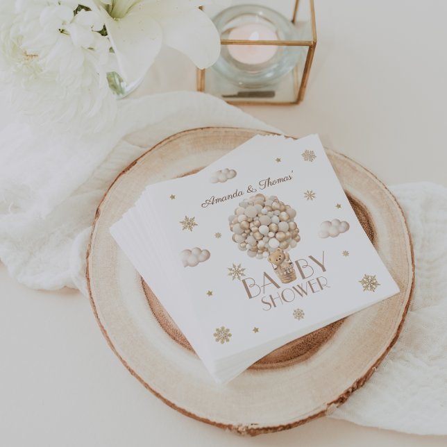 Nalle Winter Baby Shower Gender Neutral Pappersservett (Skapare uppladdad)