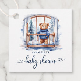 Nalle Winter Boy Baby Shower Gåvor Etiketter