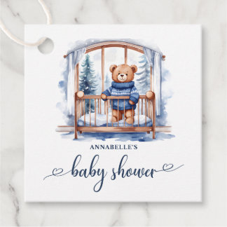 Nalle Winter Boy Baby Shower Gåvor Etiketter