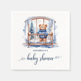 Nalle Winter Boy Baby Shower Pappersservett