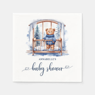 Nalle Winter Boy Baby Shower Pappersservett