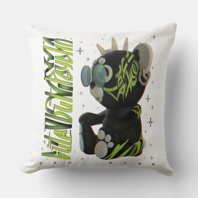 Nalle x Cute Bear Graffiti x Ledsen Bear Streetw Kudde (Framsida)