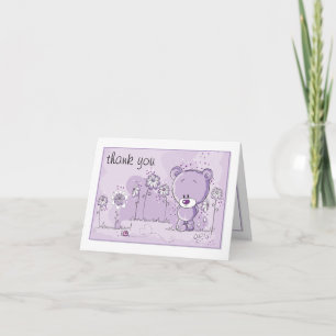 Nallebaby showerinbjudan - lila tack kort
