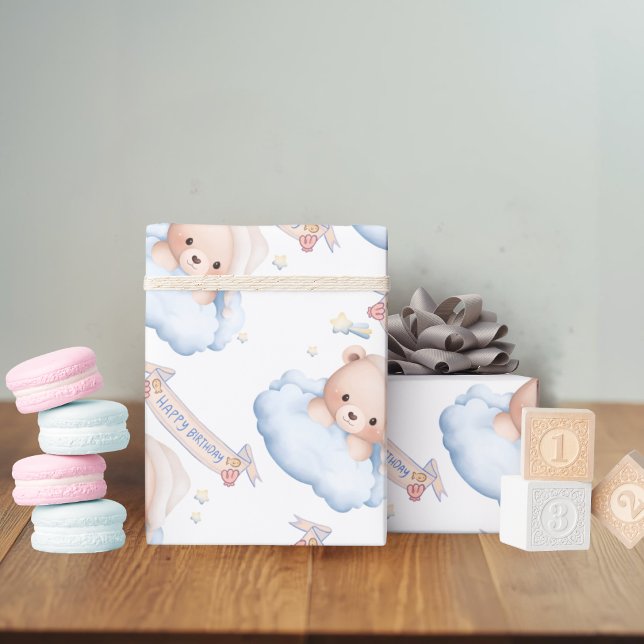 Nallebjörn 1-årsdagspapper presentpapper (Skapare uppladdad)