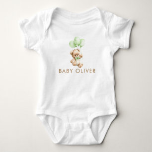 Nallebjörn & gröna ballonger Söt present för babyk T Shirt