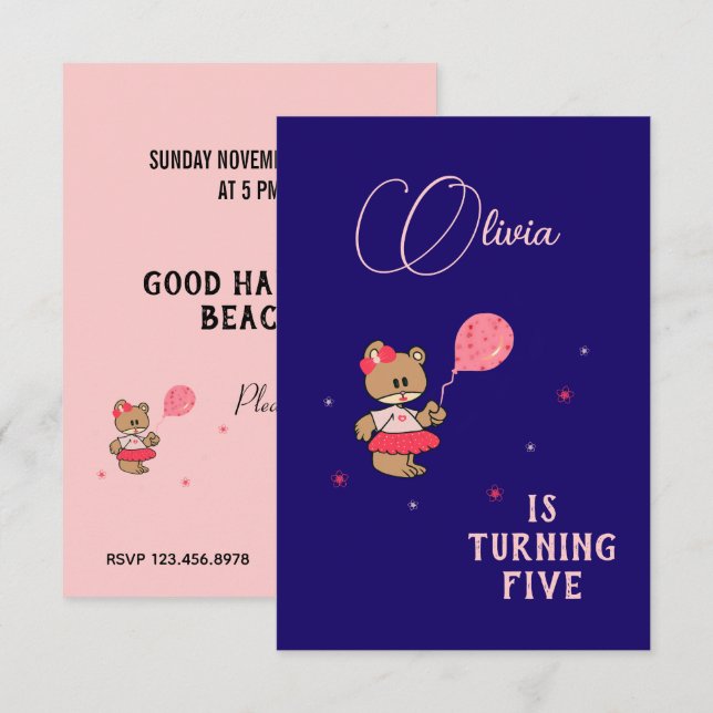 Nallebjörn Inbjudningar (Fram/baksida)