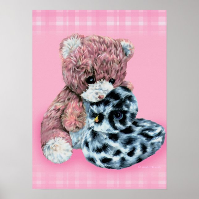 Nallebjörn kramar bebis rosa tryck (Framsidan)