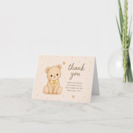 Nallebjörn med gul rosett Baby Shower Tacksamhetsk Tack Kort