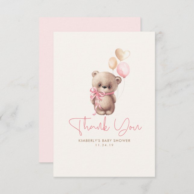 Nallebjörn Söt Flickbabyfirande Tack (Fram/baksida)