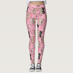 Nallebjörnar med hjärtan och rosa - Alla hjärtans  Leggings