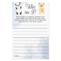 Nallebjörnar Vem är jag Baby shower spelkort