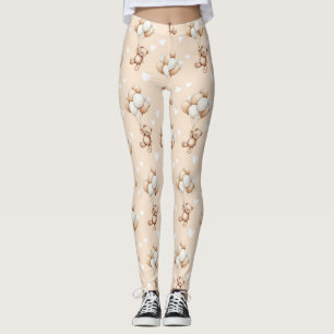 Nallebjörnballong Neutral Akvarellmönster Leggings