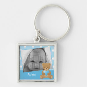 Nallefotokeychain Fyrkantig Silverfärgad Nyckelring