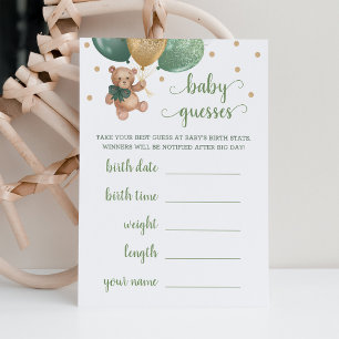 Nallen Baby Guesses Baby Shower för spel Inbjudningar