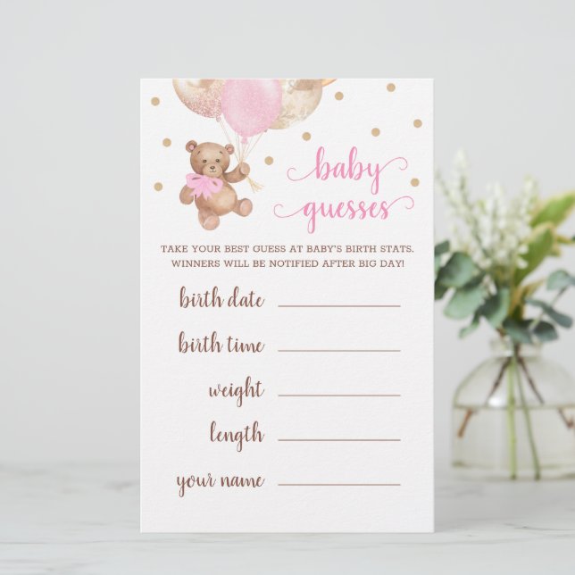 Nallen Baby Guesses Game Baby Shower (Stående Fram)