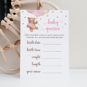 Nallen Baby Guesses Game Baby Shower Inbjudningar