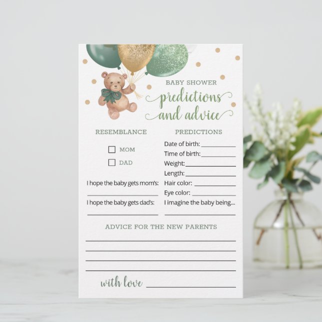 Nallen Baby Predictions and Advice Baby Shower (Stående Fram)