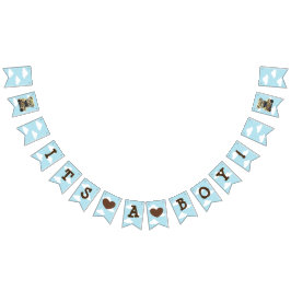 Nallen Baby Shower för Blue Clouds Vimplar