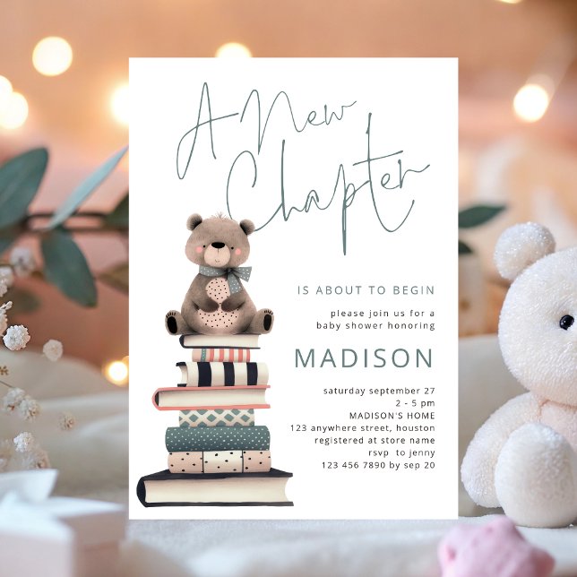 Nallen Baby Shower för ett nytt kapitel-Bokar Inbjudningar (Skapare uppladdad)