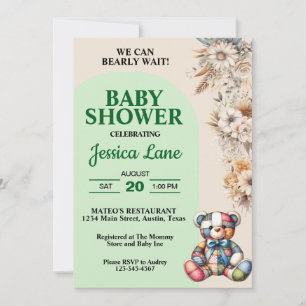 Nallen Baby Shower Rustic Wildblomma Inbjudningar