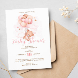 Nallen Babykläder för rosa-bubblor Inbjudningar