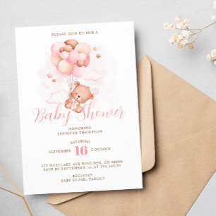 Nallen Babykläder för rosa-bubblor Inbjudningar