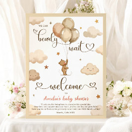 Nallen Ballon Baby Shower för Neutralt för tidig v Poster