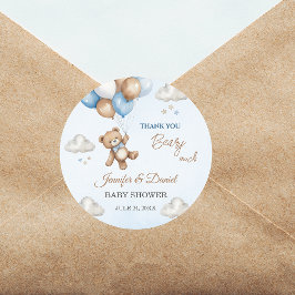 Nallen Beary Cute Blue Baby Shower-bubblor Runt Klistermärke