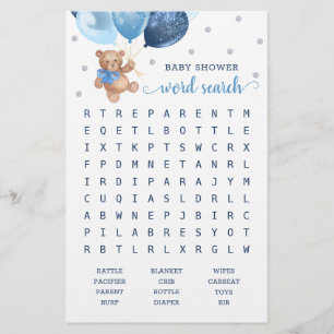 Nallen Bebisprogram för ord Search Game Baby Showe