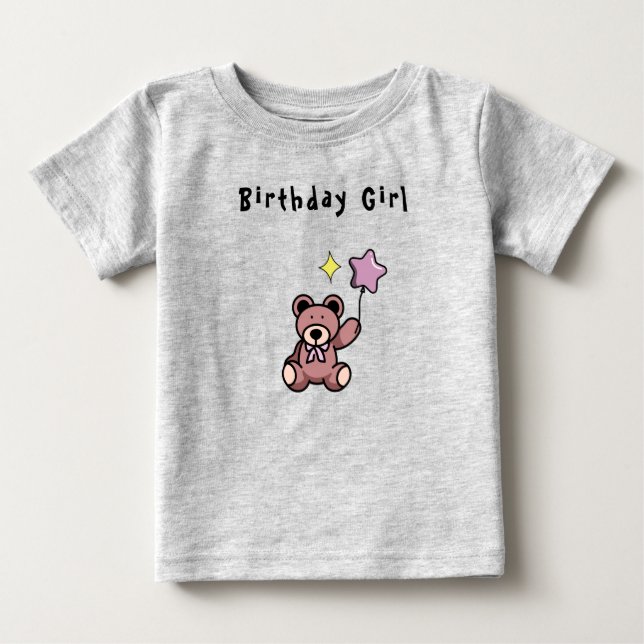 Nallen Birthday Girl T Shirt (Framsida)