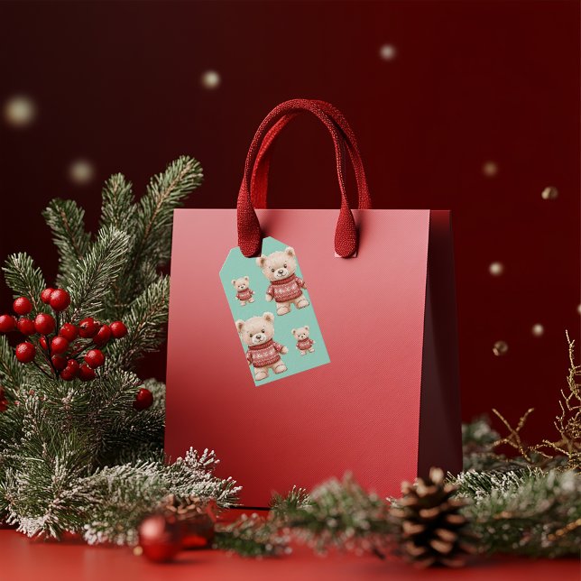 Nallen Cute Jul Presentetikett (Skapare uppladdad)