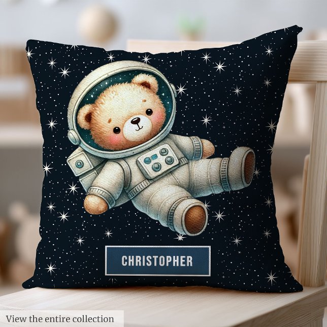 Nallen för ledigt utrymme (Pillow Custom Name Baby Kudde (Cute Space Teddy Bear Pillow Custom Name Baby Gift)