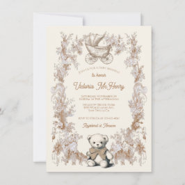 Nallen för Neutralt av toalettspets babykläder Inbjudningar