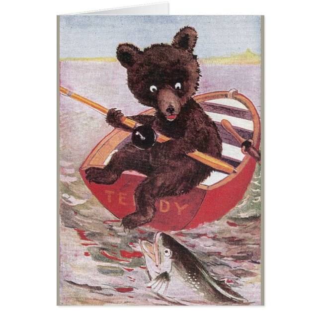 Nallen går att fiska hälsningskort (Framsidan)