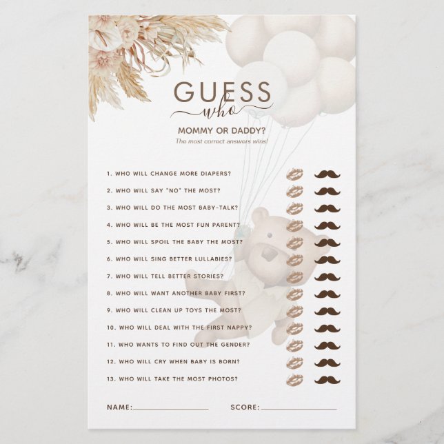 Nallen Gissa vem babyvisningsspelet är (Framsida)