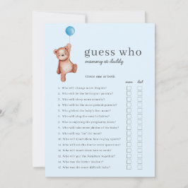 Nallen Gissa vem babyvisningsspelet är Inbjudningar
