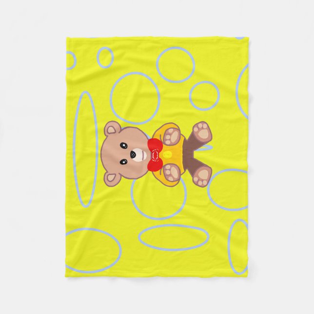 Nallen gult Popcorn Anime Fleecefilt (Framsidan)