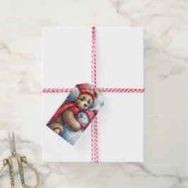Nallen Jul Hugs och Snögubbe Presentetikett
