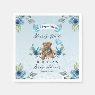 Nallen kan bota vänta på Blue Boy Baby Shower Pappersservett