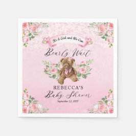 Nallen kan bota vänta Rosa Baby Shower Pappersservett