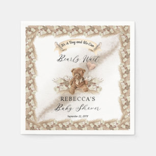 Nallen kan vänta på Greige Boy Baby Shower  Pappersservett