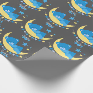Nallen kring Pojke vid Måne Mönster Presentpapper